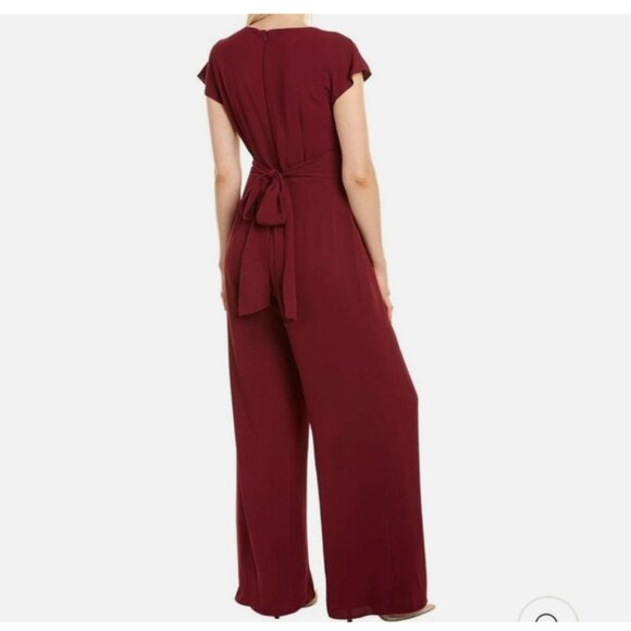 Gal Meets Glam Size 00 Delaney Jumpsuit Wine New Holidays Office Wedding Guest - Picture 8 of 16